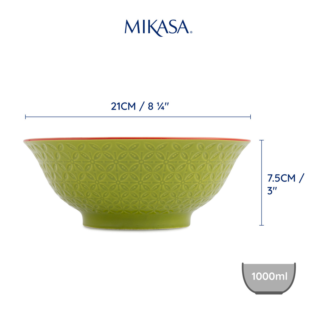Miska Mikasa 21 cm zeleno-modrý geometrický vzor, 900 ml, kamenina7